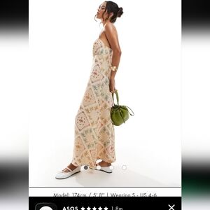 Miss Selfridge tie back maxi dress in scarf print Medium Made In Uk